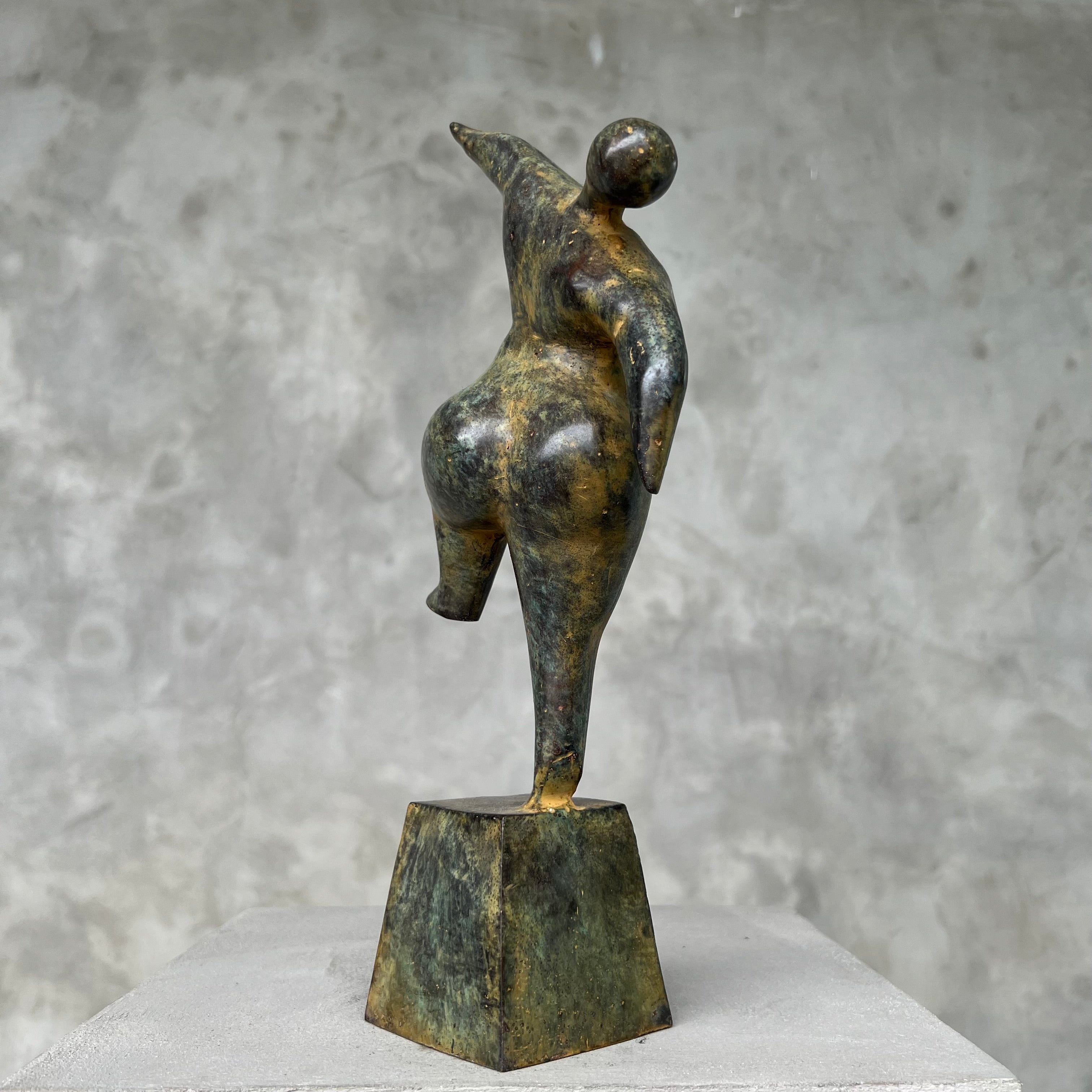 Voluptuous Lady Fat Patinated Bronze