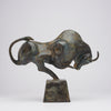 Cubist Bull Dark Rusty Patinated on a Base Large