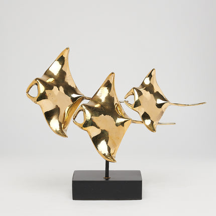 Manta Ray Family 3 Polished Bronze