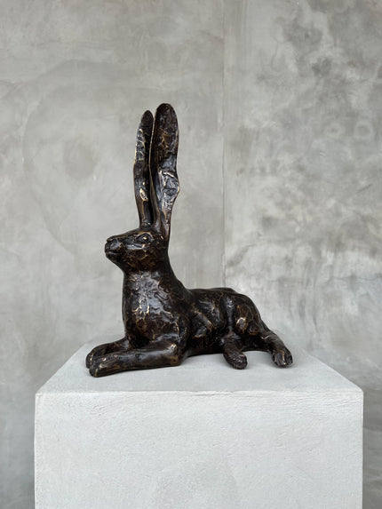 Hare Sculpture Patinated Bronze