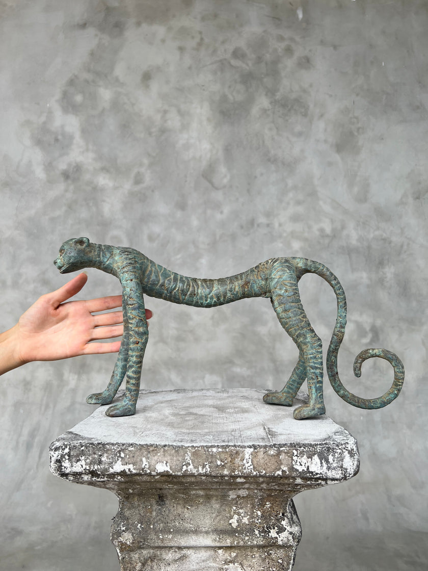Cheetah Statue Patinated Bronze
