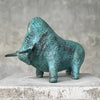 Heavy Bronze Bison Striking Green Patina