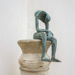 Abstract Man Contemplative Sculpture Patinated Bronze - M