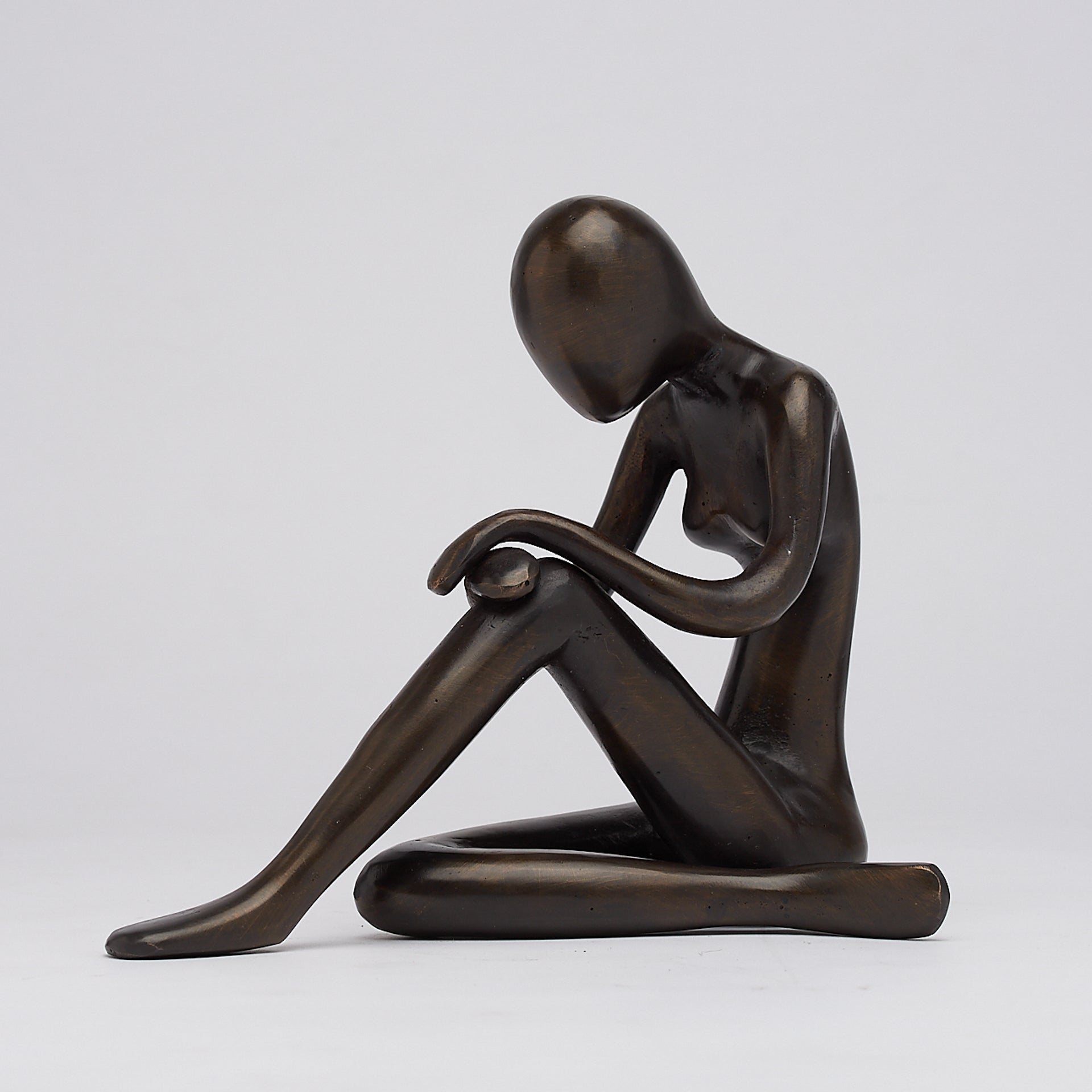 Lady Stretching Brown Bronze