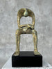 Abstract Man Contemplative Sculpture Patinated Bronze on a Base - M