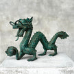 Chinese Dragon Patinated Bronze Sculpture on Stand