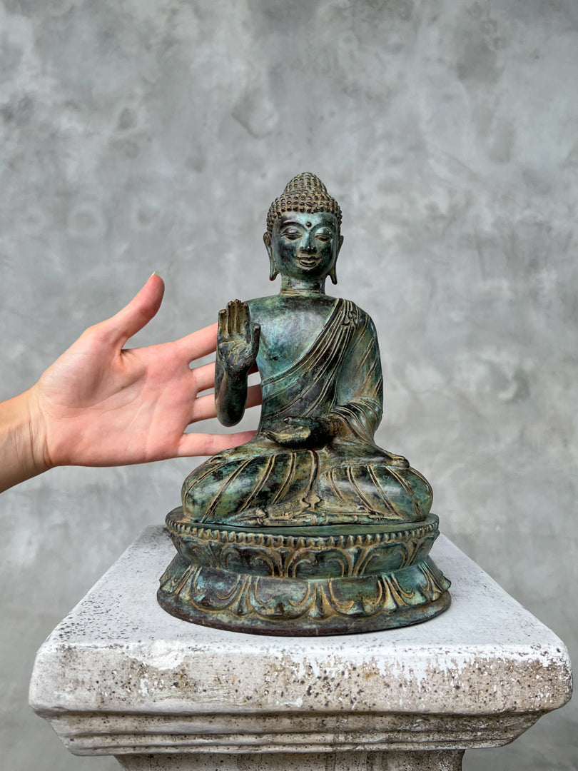Buddha Abhaya Mudra Patinated Bronze