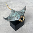 Mantaray on stand Patinated with polished accents Small