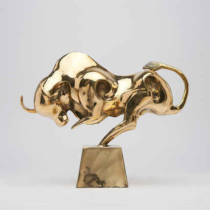 Cubist Bull Polished on a Base Large