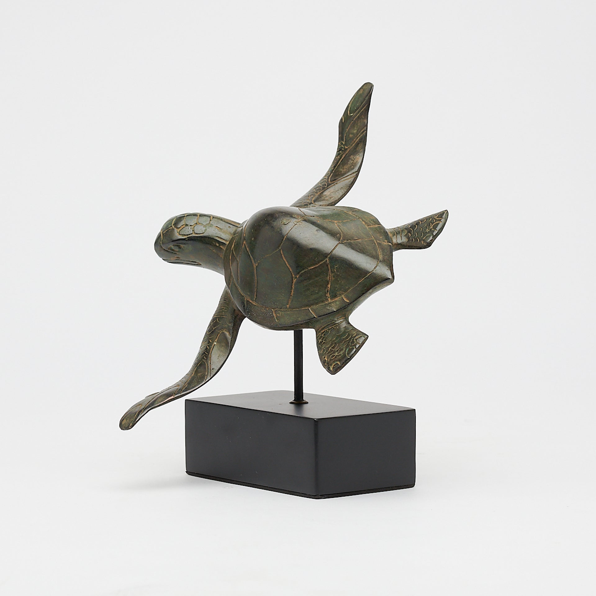 Turtle Sculpture on a Stand Patinated Bronze