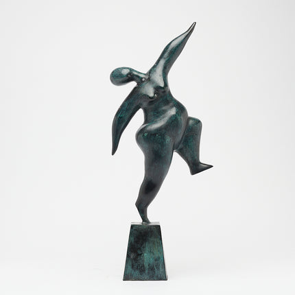 Voluptuous Lady Stretching Patinated Bronze