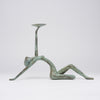 Lady Stretching Candleholder Patinated - Large