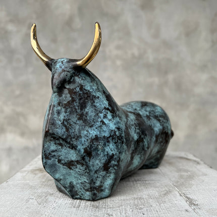 Abstract bull bronze Patinated with Polished Accents