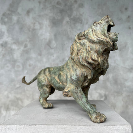 Lion Roaring Patinated Bronze - Large