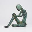 Lady Sitting Old Patinated Bronze