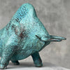 Heavy Bronze Bison Striking Green Patina