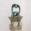 Abstract Man Contemplative Sculpture Patinated Bronze - M