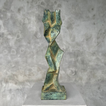 Lady Cubist Patinated Bronze Textured