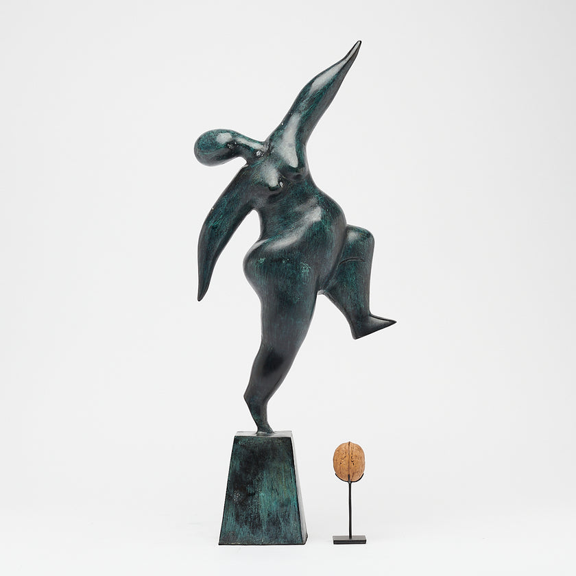 Voluptuous Lady Stretching Patinated Bronze