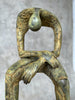 Abstract Man Contemplative Sculpture Patinated Bronze on a Base - M