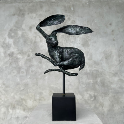 Rabbit Patinated Bronze on Stand