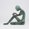 Lady Sitting Old Patinated Bronze