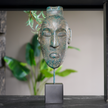 Maori Mask on Stand Blue Patinated