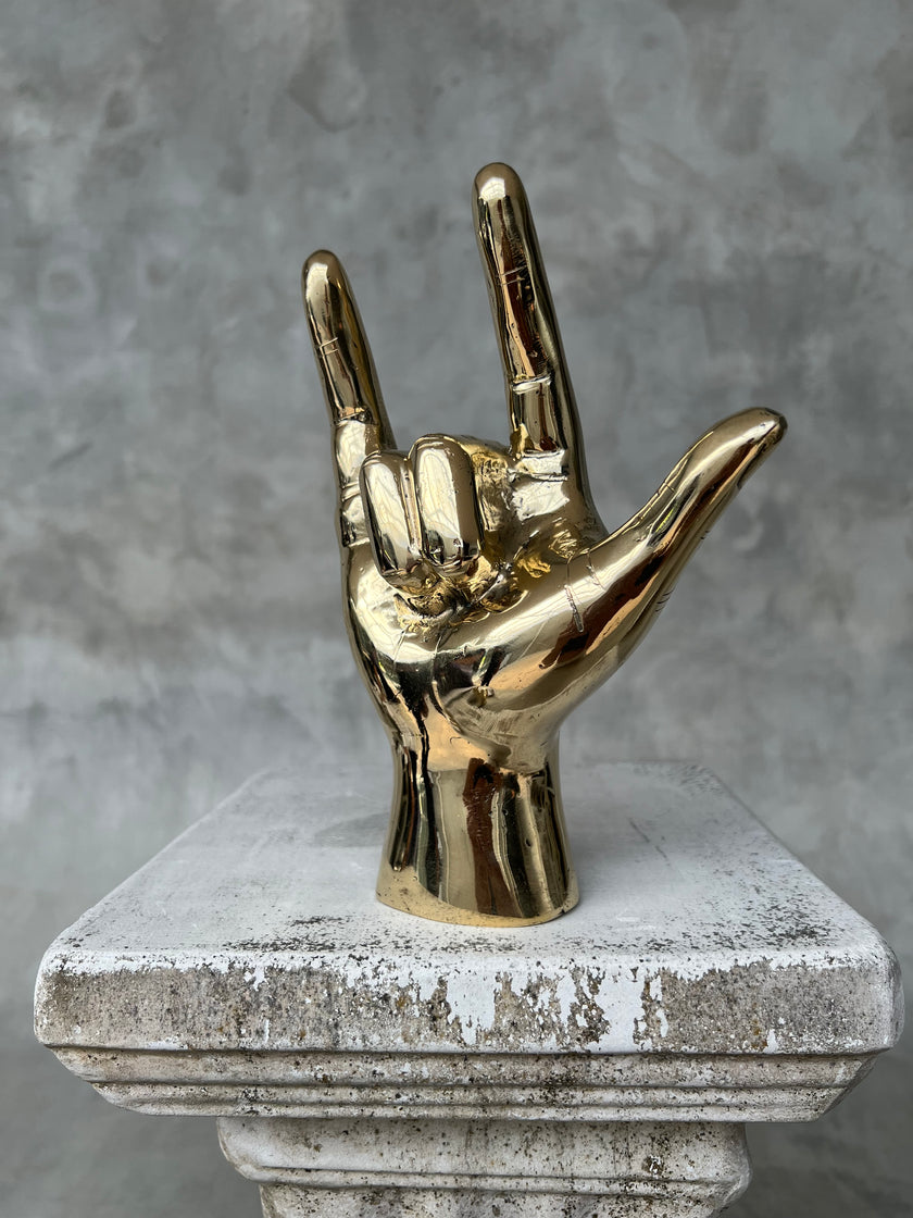 Hand I Love You Polished Brass