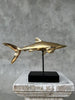 Great White Shart Polished Bronze on Stand