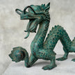 Chinese Dragon Patinated Bronze Sculpture on Stand