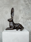 Hare Sculpture Patinated Bronze