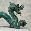 Chinese Dragon Patinated Bronze Sculpture on Stand