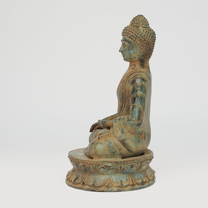 Buddha Bhumisparsa Mudra Patinated Bronze