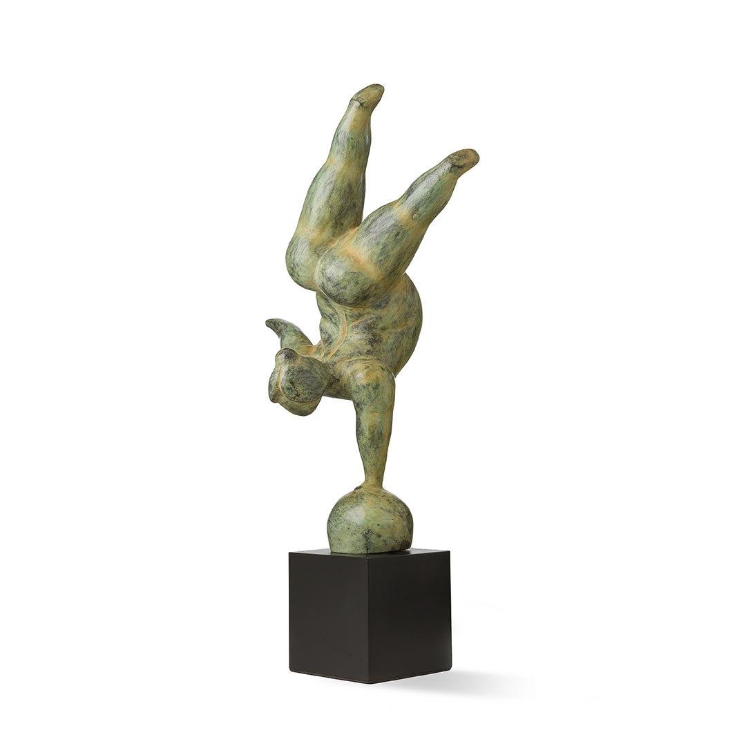 Voluptuous Lady Handstand Patinated Bronze