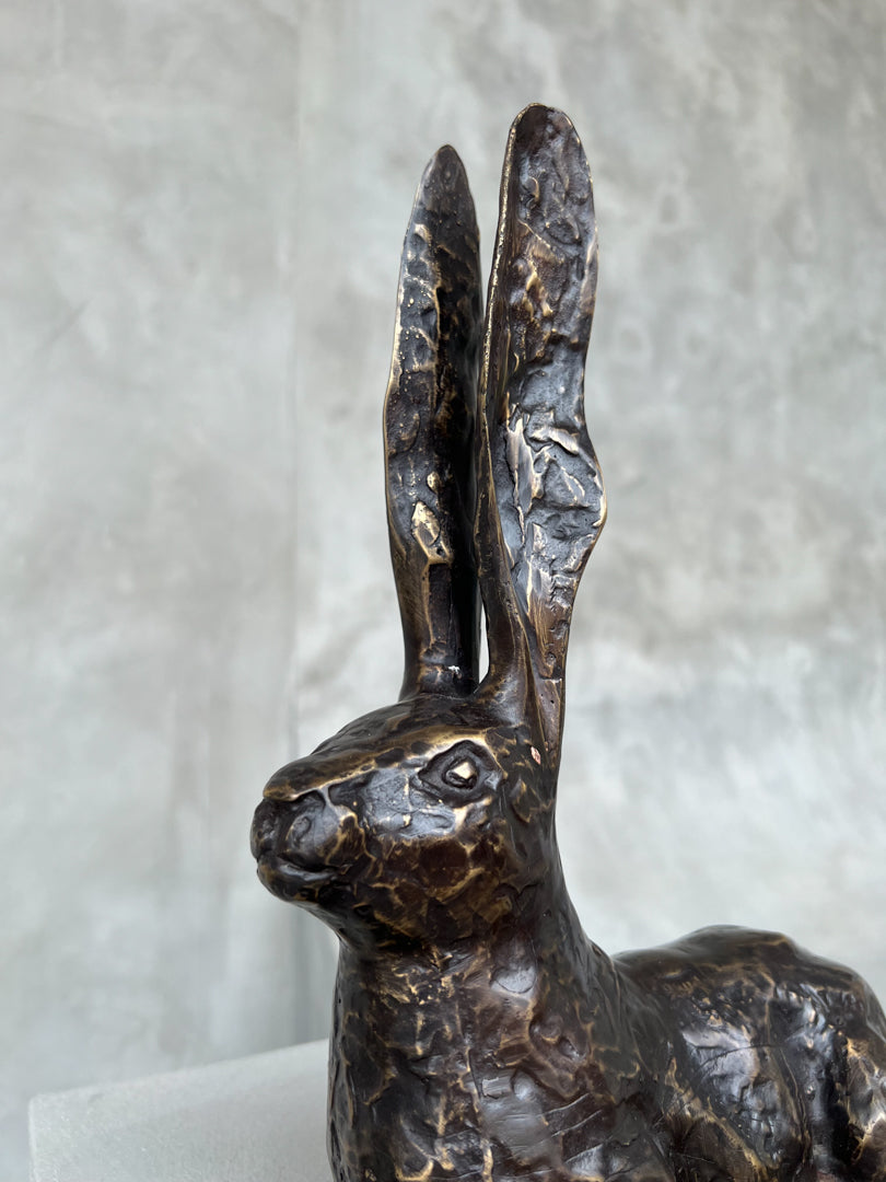 Hare Sculpture Patinated Bronze