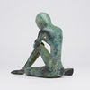 Lady Sitting Old Patinated Bronze