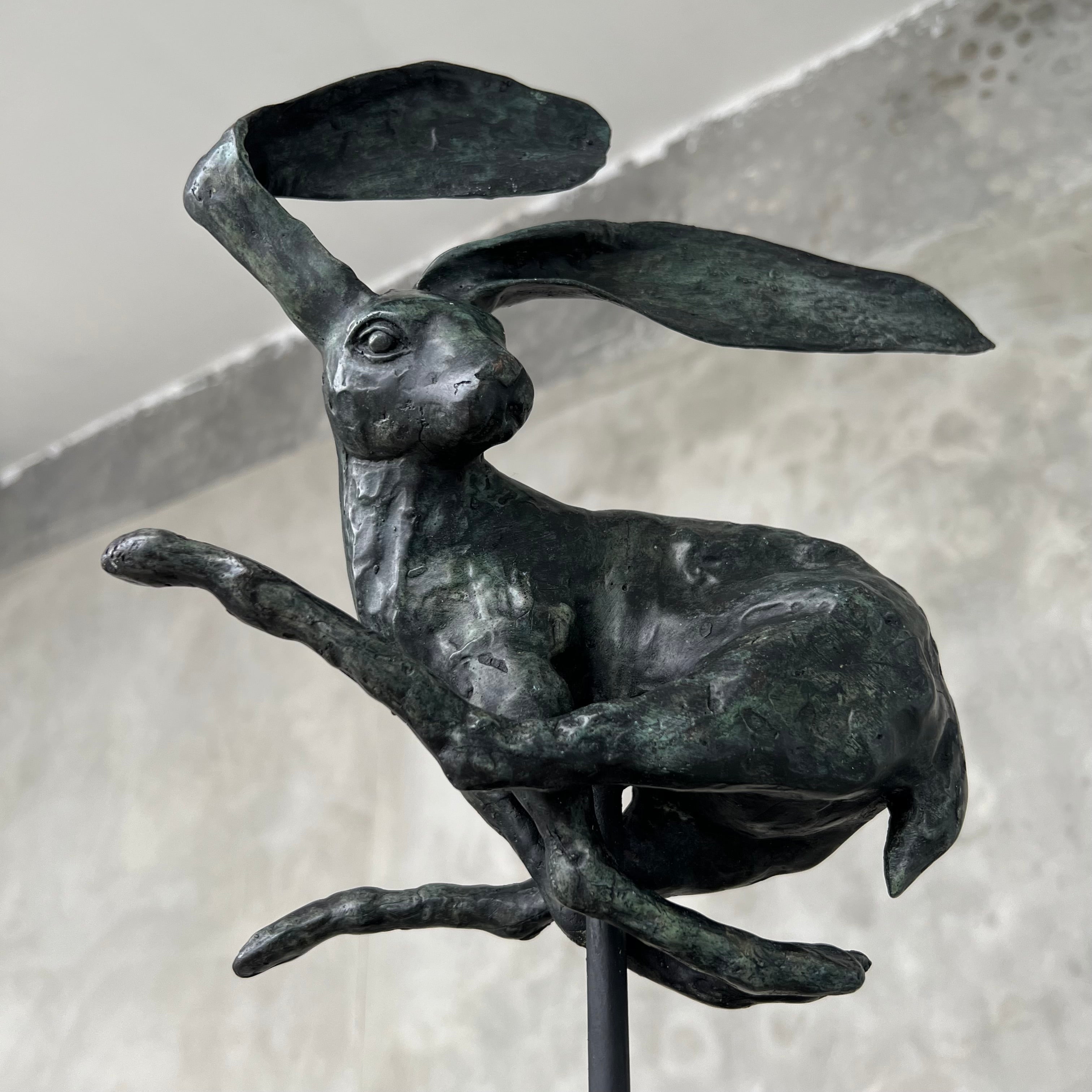 Rabbit Patinated Bronze on Stand