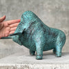 Heavy Bronze Bison Striking Green Patina