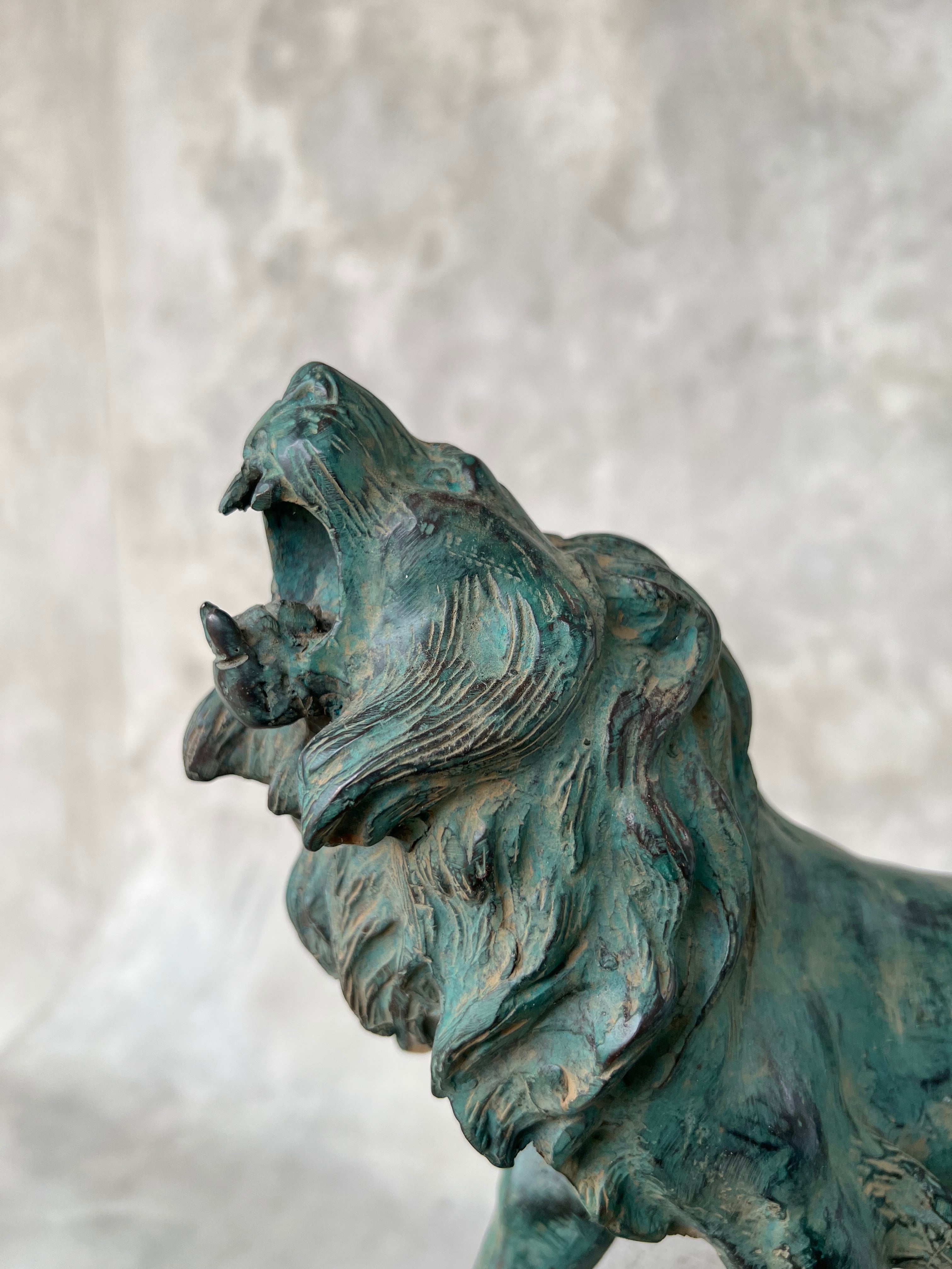 Lion Roaring Dark Patinated