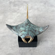 Mantaray on stand Patinated with polished accents Small