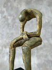 Abstract Man Contemplative Sculpture Patinated Bronze on a Base - M