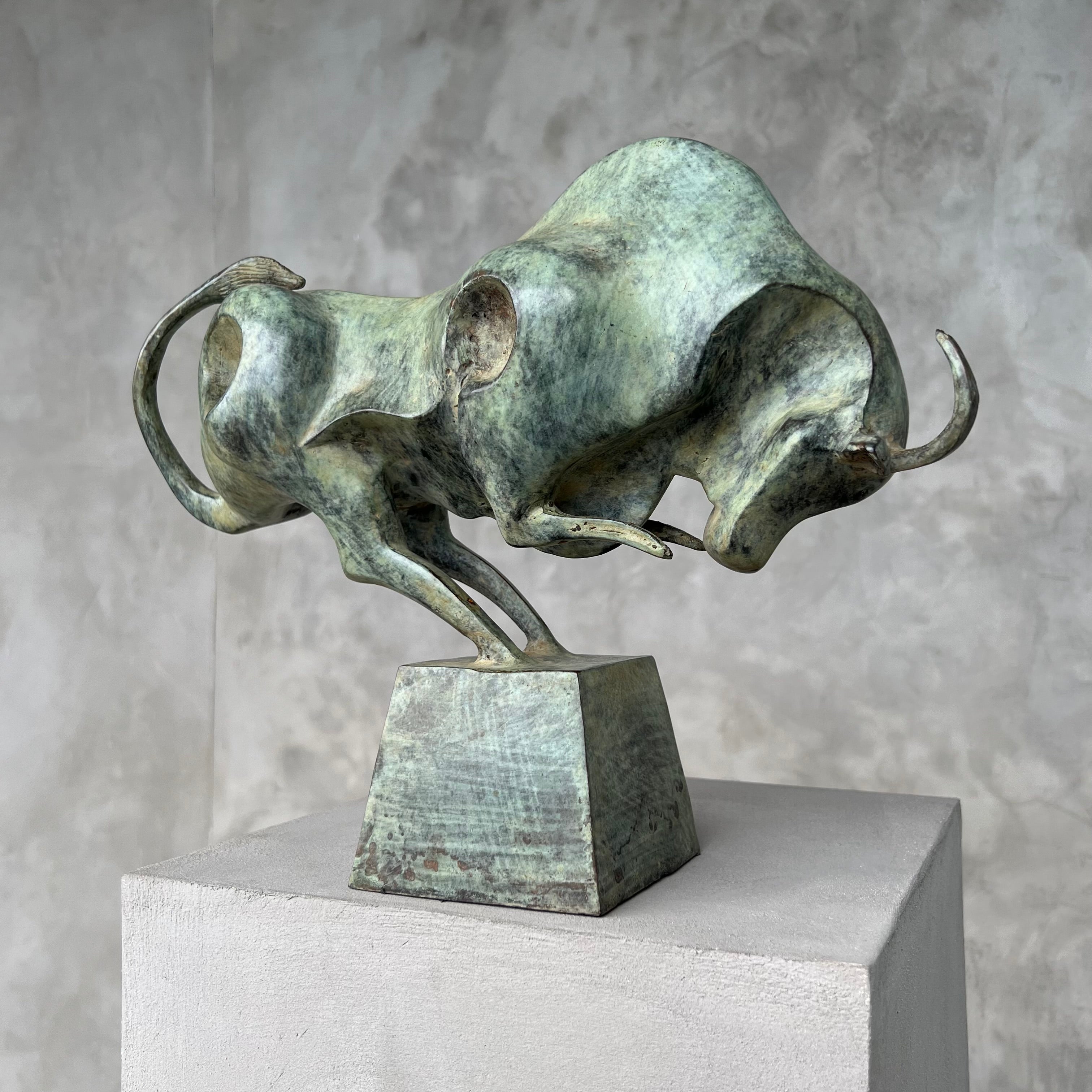 Bull Cubist Patinated (Green)