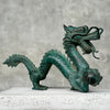 Chinese Dragon Patinated Bronze Sculpture on Stand