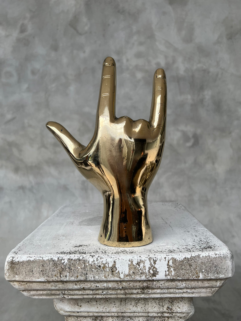 Hand I Love You Polished Brass