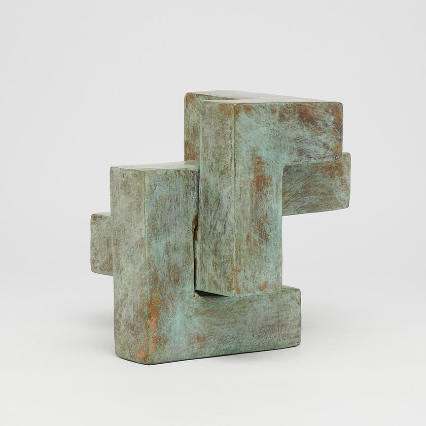 Puzzle Blue Patinated Bronze - S