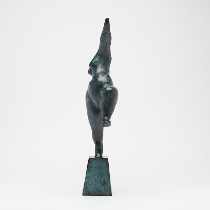 Voluptuous Lady Stretching Patinated Bronze