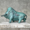 Heavy Bronze Bison Striking Green Patina