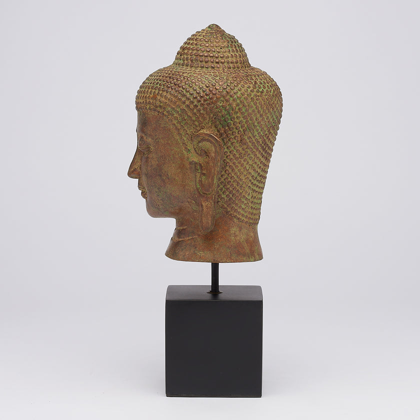 Buddha on stand old Patinated Bronze