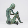 Lady Sitting Old Patinated Bronze