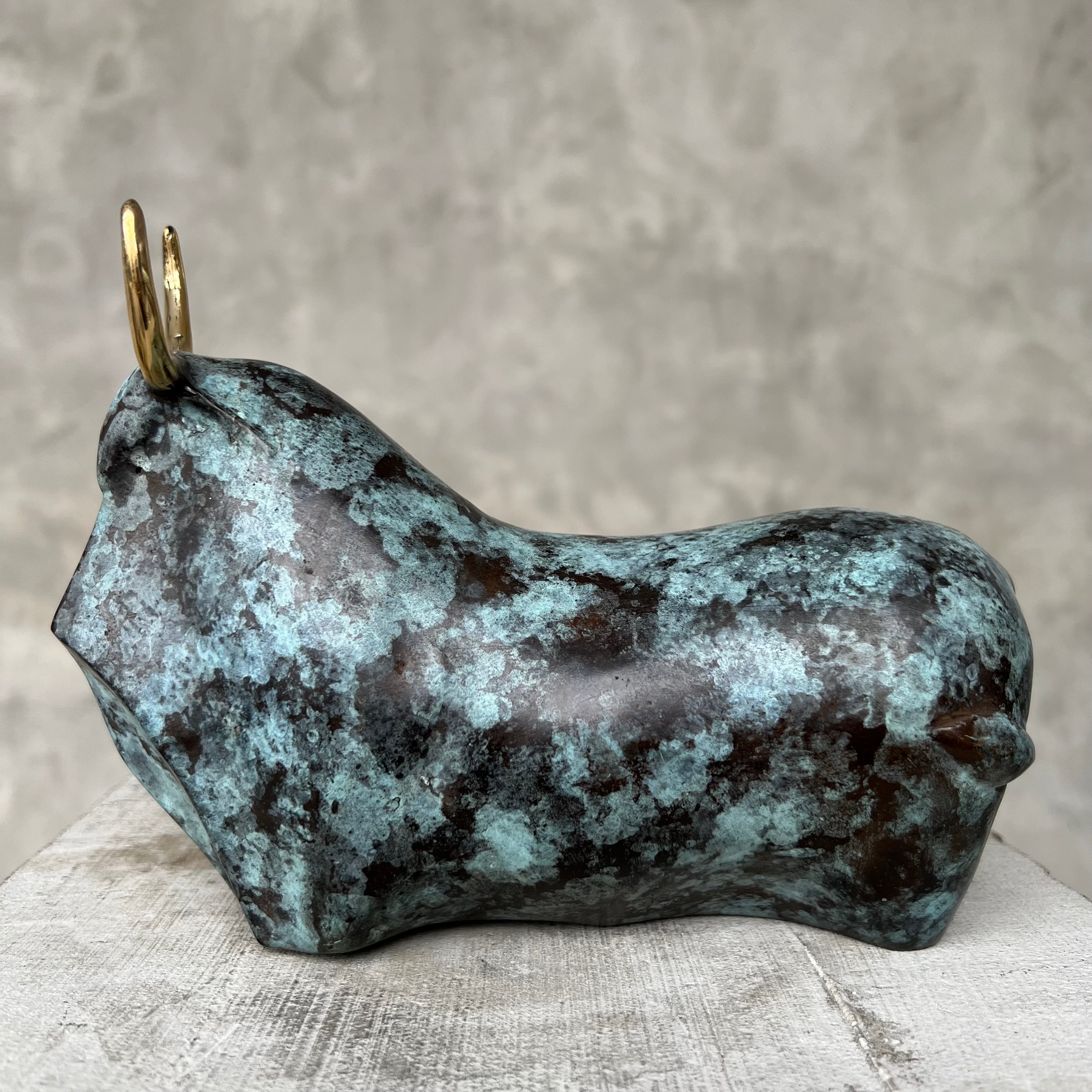 Abstract bull bronze Patinated with Polished Accents